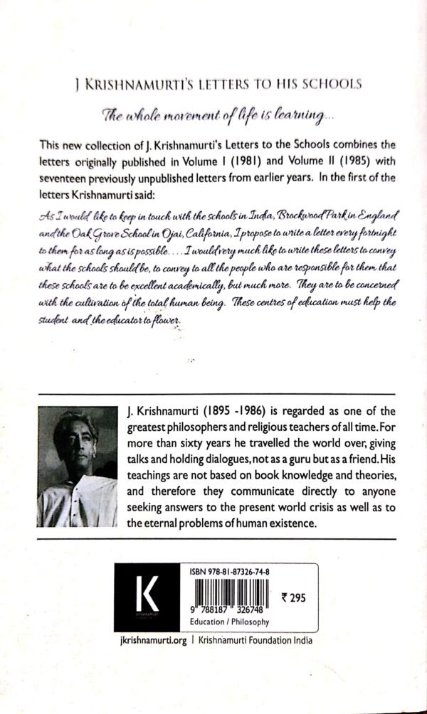 J. Krishnamurti's : Letters To His Schools