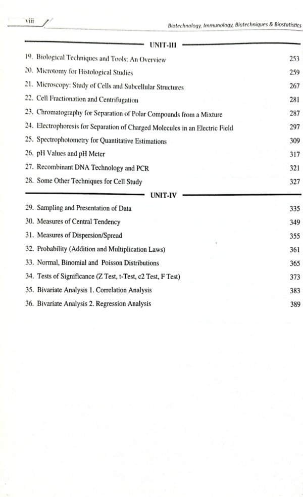 Biotechnology, Immunology, Biotechniques & Biostatistics