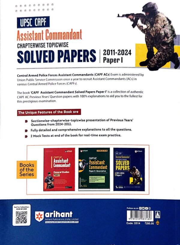Upsc Capf Assistant Commandant Chapterwise Topicwise Solved Papers 2011-2024 Paper-I