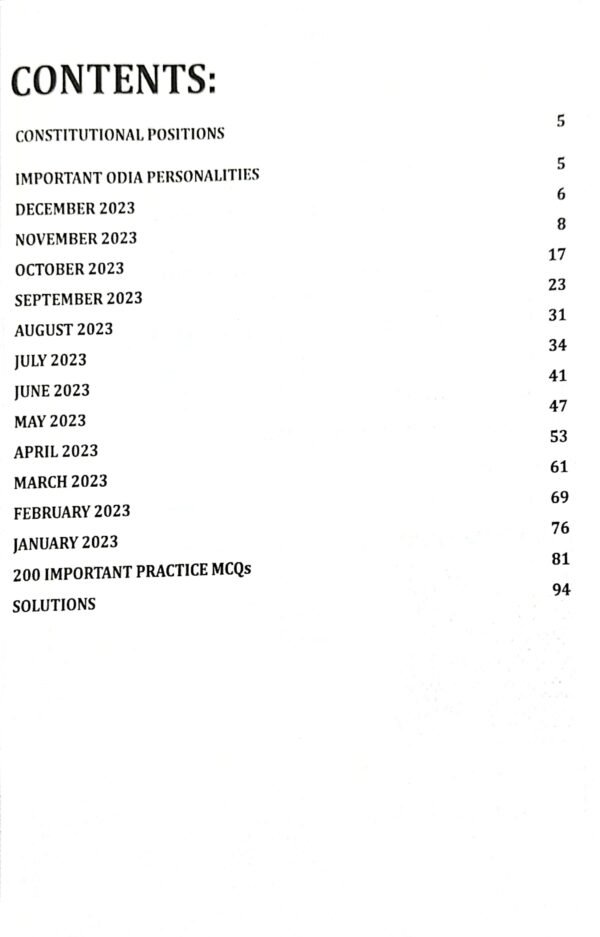 eZugyan Odisha Yearly Current Affairs