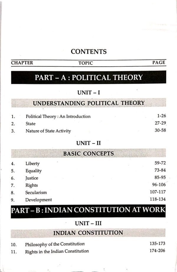 +2 Foundation Of Politics And Government Paper-I Class-XI